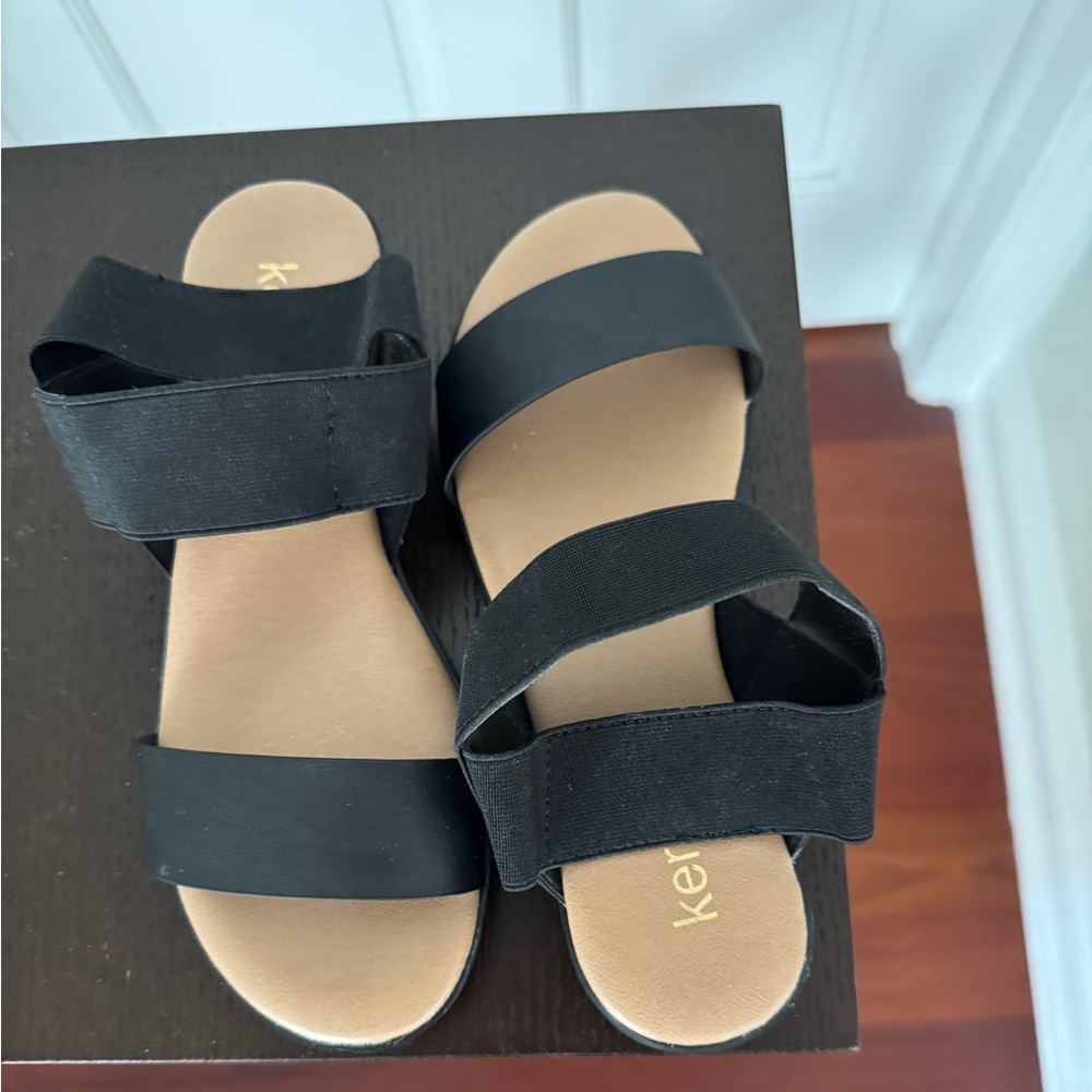 Kensie Black Double-Strap Sandals